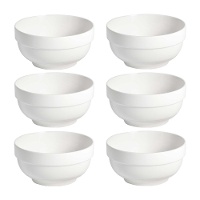 Bowl van 13 cm rond stapelbaar porselein - 6 stuks