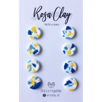 Roze Clay Knopen met Kleurvlekken van 1,5 cm - 8 stuks