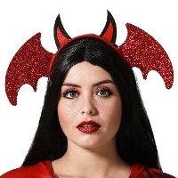 Duivelshoofdband met rode hoorns en vleugels