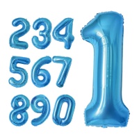 Metallic blauw nummer ballon van 1 m - 1 stuk