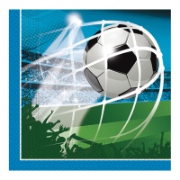 Voetbal-servetten met blauwe doelpuntprint, 16,5 x 16,5 cm - 20 stuks