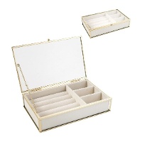 Sieradenkistje van glas met gouden rand en sleuven van 20 x 13 x 4,5 cm