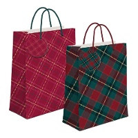 Cadeautas van 32 x 26 x 10 cm in kersttartan - 1 stuk