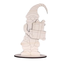 Houten kabouterfiguur met geschenken van 19 x 12 cm - Artis decor