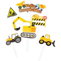 Taarttopper met bouwvoertuigen - 6 stuks