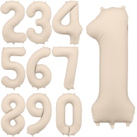 Licht warm grijs nummer ballon van 86 cm - PartyDeco - 1 stuk
