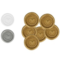 Gouden hartvormige zelfklevende lakzegels van 3 cm - 8 stuks