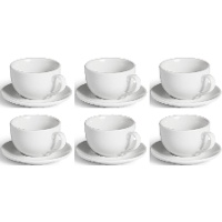 200 ml porseleinen koffiemok met schotel - 6 diensten
