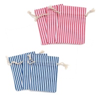 Gestreepte katoenen cadeauzakjes van 12 cm - 3 stuks