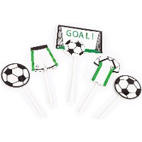 Voetbaltaarttoppers met ballen en doel - 5 stuks