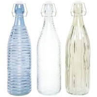 Fles van 1 L in transparante of blauwe ontwerpen - 1 stuk