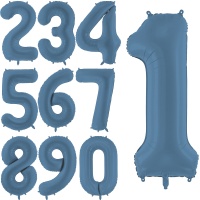 Marineblauwe cijferballon van 86 cm - PartyDeco - 1 stuk
