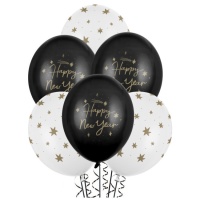 Latex ballonnen van 30 cm met 'Happy New Year' - PartyDeco - 50 stuks