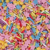 Veelkleurig strooisel met sterren en stokjes 70 g - FunCakes
