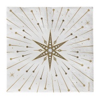 Servetten van 16,5 x 16,5 cm met witte ster - 30 stuks