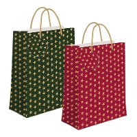 Cadeauzak van 23 x 18 x 10 cm met Kerststerren - 1 Stuk