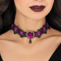 Paarse en zwarte geborduurde choker