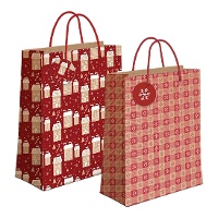 Cadeautas van 45 x 33 x 10 cm kraft met sneeuwontwerp - 1 stuk