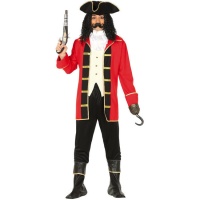 Rood en goud piratenkostuum voor mannen