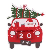 Auto adventskalender met kerstman 19 x 4,5 x 25 cm