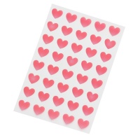 Roze effen hartvormige stickers van 1,9 cm - 40 stuks