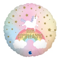 Pastelkleurige Eenhoorn Verjaardagsballon van 46 cm - Grabo
