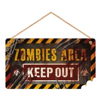 Bord met Zombiegebied Blijf Uit van 35 x 20 cm