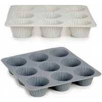 Siliconen muffinvorm 22 x 22 x 3 cm assorti - 9 holtes
