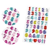 3D nummerstickers met vulling - 1 vel