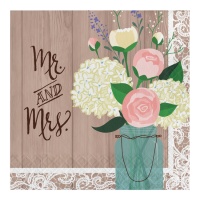 Servetten van Rustic Wedding, 16,5 x 16,5 cm - 16 stuks