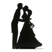 Bruiloft taarttopper silhouet van bruid en bruidegom 18 x 13 cm