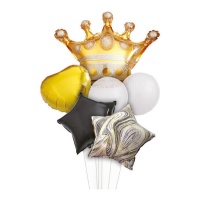 Gouden, zwart-witte Corona boeket - 6 stuks