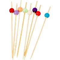 Brochettes van 12 cm met gekleurde bolletjes - 20 stuks