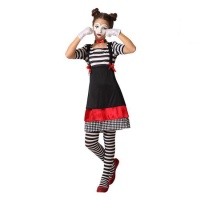 Mime-streepjeskostuum met vlinderdas voor meisjes