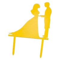 Taarttopper voor bruid en bruidegom in effen goudkleur