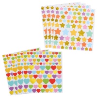 Gekleurde papieren vormstickers - 4 vellen