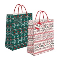 Geschenktas 23 x 18 x 10 cm wit Kerst - 1 stuk