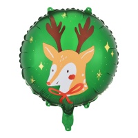 Rendier Ballon met Sterren van 45 cm - PartyDeco