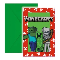 Minecraft Uitnodigingen - 6 stuks