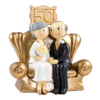 Beeldje voor Gouden Bruiloft taart van 16 cm