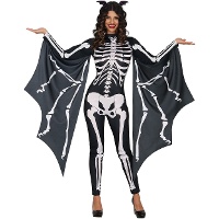 Griezelig vrouwelijk skeletvleermuis kostuum