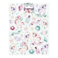 Unicorn, diamanten en toverdrankjes stickers XL - 1 vel