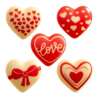 Witte chocoladehartjes - 70 stuks