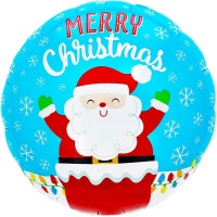 Ronde Kerstballon met Kerstman van 45 cm
