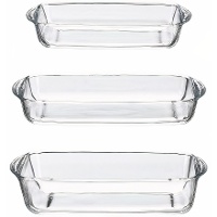 Vierkante ovenschaal 1,3 L, 1,95 L en 2,75 L - Borcam - 3 stuks