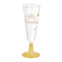 Gouden 'Feliz Navidad' cava beker 150 ml - 4 stuks