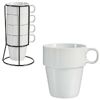 Mok van 350 ml met zwarte standaard stapelbaar - 4 stuks