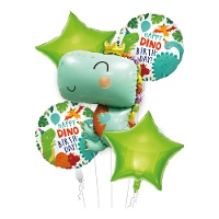 Dinosaurus ballonnenboeket met kroon - 5 stuks