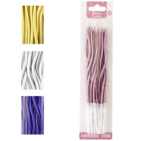 Spiraalvormige kaarsen in verchroomde kleuren van 11 cm - 12 stuks