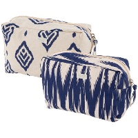 Ikat blauwe platte toilettas 19 x 8 x 11 cm - 1 stuk